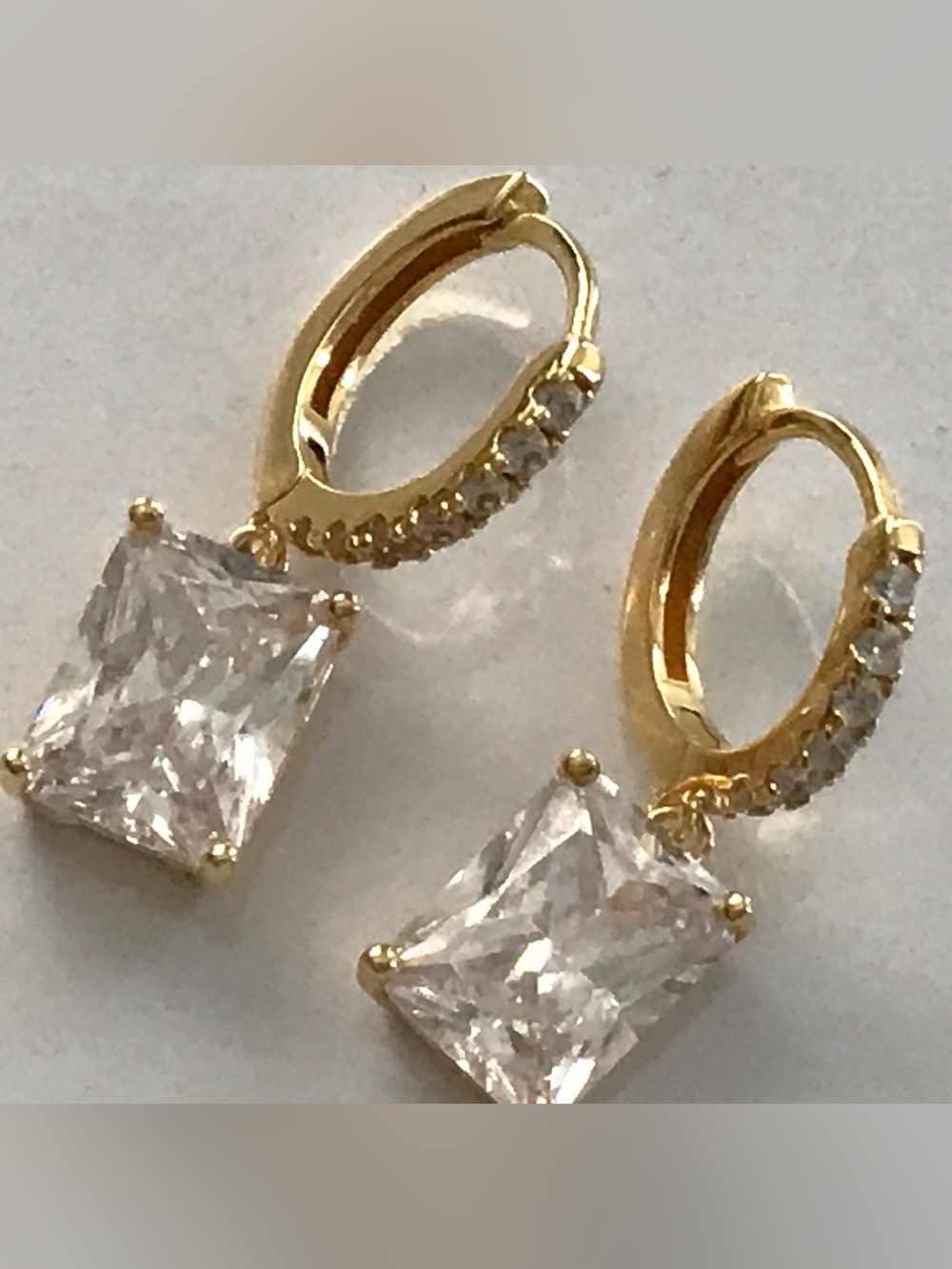 Diamonique Dangle Earrings Gold Clad